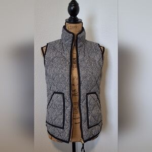 J. Crew Black & White Herringbone Quilted Vest